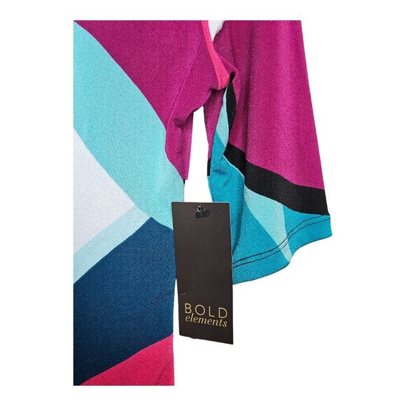 NEW Bold Elements Women's Geometric Keyhole 1/2 Sleeve in Turquoise (Size: S) - Picture 5 of 7